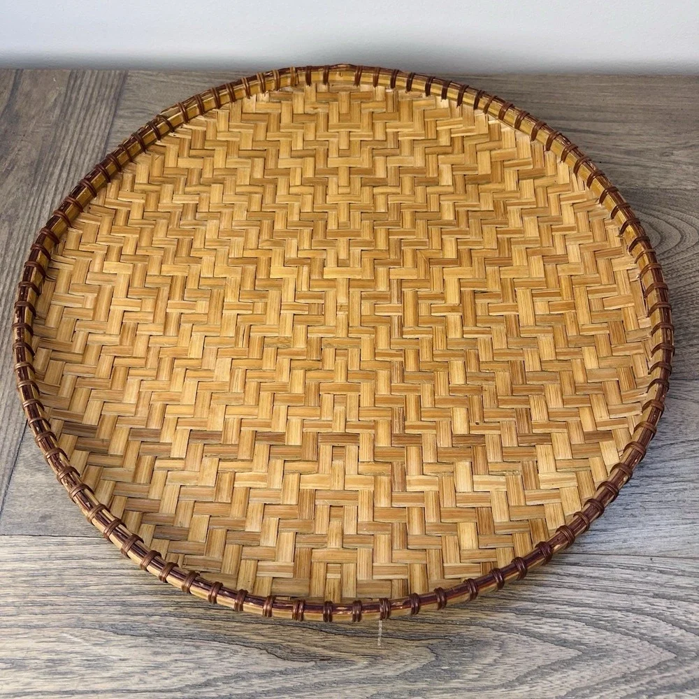 Vintage Chinese Style Bamboo Winnowing Basket Tray 16